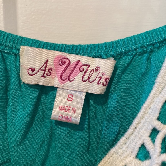 Green mini dress with macrame straps - Picture 4 of 6